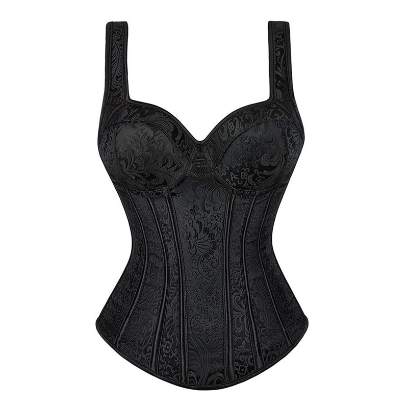 Kranchungel Renaissance Corset Top for Women: Corset with Straps Bustier Themed Parties Costumes for Historical Reenactors Large Black - Image 1