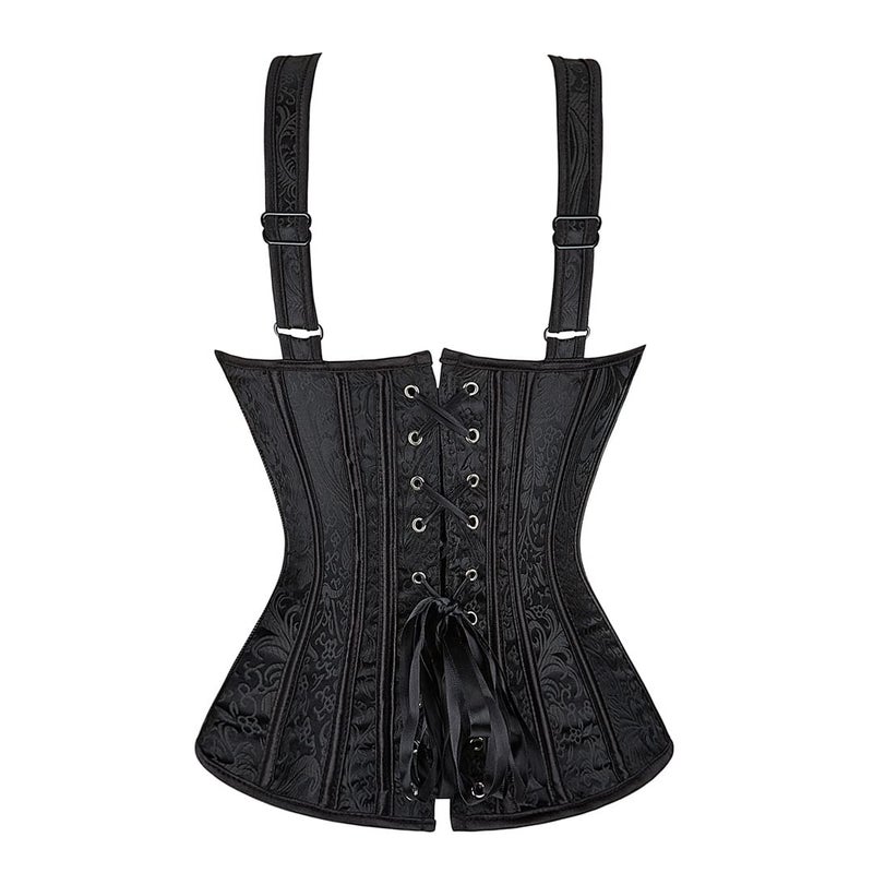 Kranchungel Renaissance Corset Top for Women: Corset with Straps Bustier Themed Parties Costumes for Historical Reenactors Large Black - Image 3