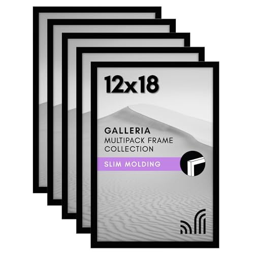 Americanflat 12x18 Poster Frame with Polished Plexiglass - Set of 5 - Galleria Collection - Picture Frames for Wall Display - Black - Image 1