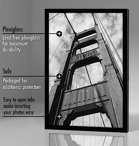 Americanflat 12x18 Poster Frame with Polished Plexiglass - Set of 5 - Galleria Collection - Picture Frames for Wall Display - Black - Image 3