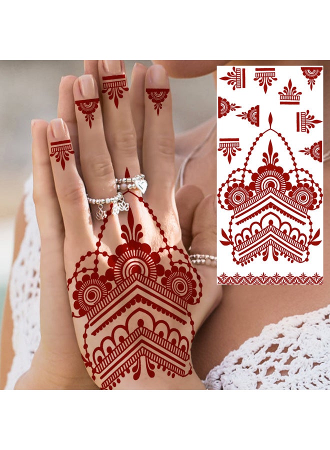 Mehendi Stickers Henna Mehendi stencil Tattoo Sticker for Hands Temporary Waterproof Mehndi Tattoo Body Art for Women & Girls - Image 1