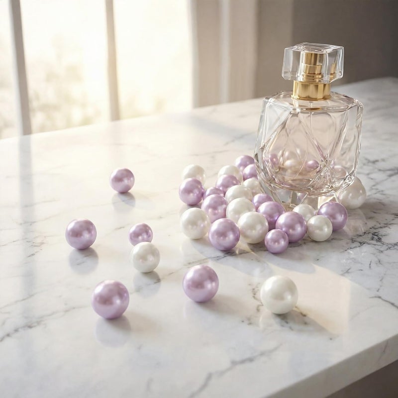GLBYUNN 140pcs Pearl Beads for Vase Filler No Hole Pearl Beads for Brushes Holder Faux Pearls for Centerpieces Home Wedding Decor 10/14mm(White, Purple) - Image 3