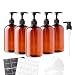 Alora Home Essentials Alora 5in1 Apothecary Bottles for Home Commercial Use 16oz Elegant 85x3in Refillable Amber Shampoo Storage Handwash Massage Oils Includes 24 Waterproof Labels Bonus 2CC Pump Funnel - Image 2