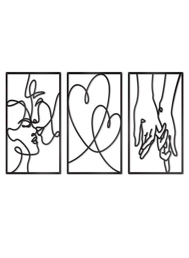 OYEFLY 3 Pcs Metal Minimalist Line Wall Art,Black Metal Wall Decor (Black) - Image 1