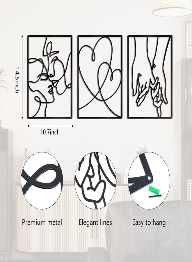 OYEFLY 3 Pcs Metal Minimalist Line Wall Art,Black Metal Wall Decor (Black) - Image 2