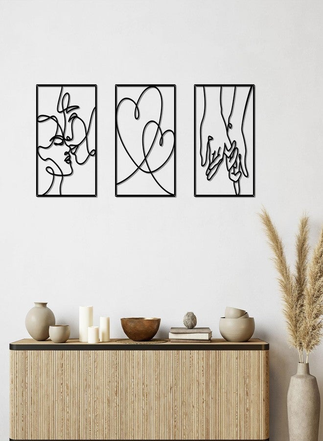 OYEFLY 3 Pcs Metal Minimalist Line Wall Art,Black Metal Wall Decor (Black) - Image 3