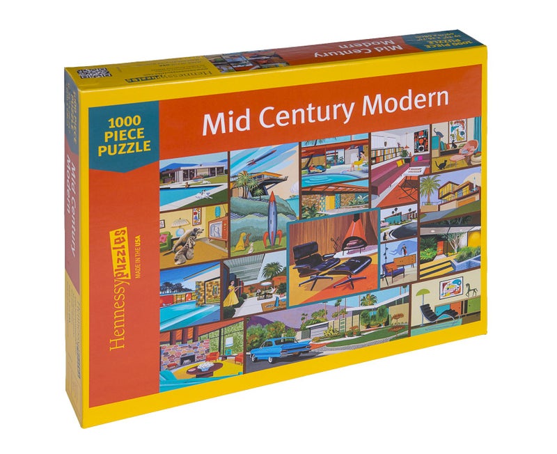 Hennessy Puzzles Mid Century Modern Jigsaw Puzzle - 1000 Piece - Adult Jigsaw Puzzle Celebrating Modern Vintage Décor & Modern Art by Hennessy Puzzles - Original Artwork - Made in The USA from Recycled Materials - Image 2
