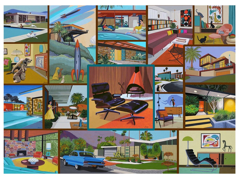 Hennessy Puzzles Mid Century Modern Jigsaw Puzzle - 1000 Piece - Adult Jigsaw Puzzle Celebrating Modern Vintage Décor & Modern Art by Hennessy Puzzles - Original Artwork - Made in The USA from Recycled Materials - Image 1