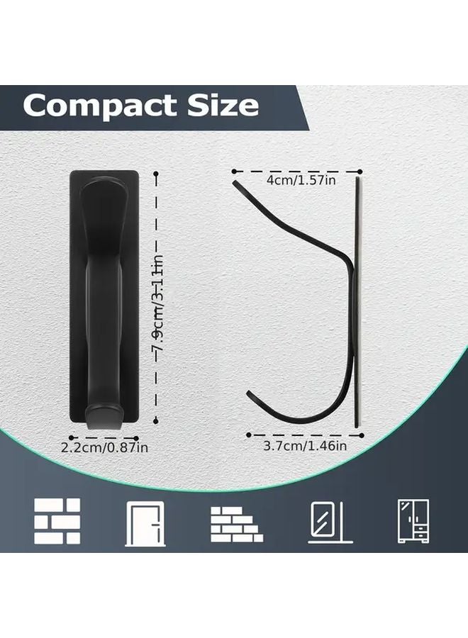 4Pcs Heavy Duty Self Adhesive Door Hooks Stainless Steel Dual Hook Wall Mounted - Image 4