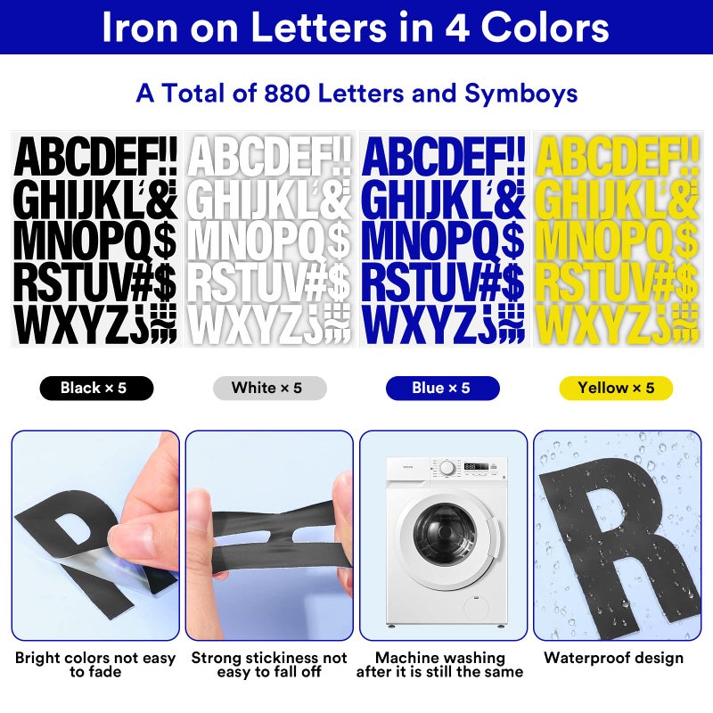 Iron on Letters, 2 Inch Iron on Vinyl Letters for Clothing, Heat Transfer Letters with A-Z PU Alphabets Sticker, Iron on Letters for Fabric, Clothing T-Shirt Printing DIY Craft - Image 5