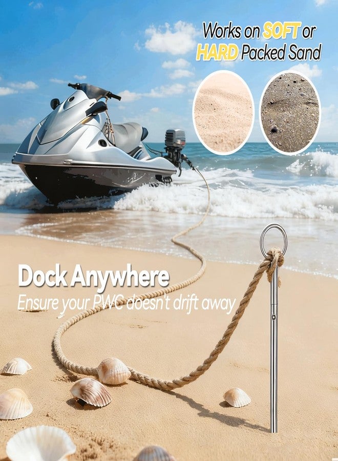 Feblomst Sand Anchor for Beach, 304 Stainless Steel Boat Anchor Kit 36 inch, Sharp Single Spiral and Detachable Handle for Easy Install Deep in Sand Water, Heavy Duty Anchor for Kayak, Jet Ski, PWC, Small Boat - Image 2