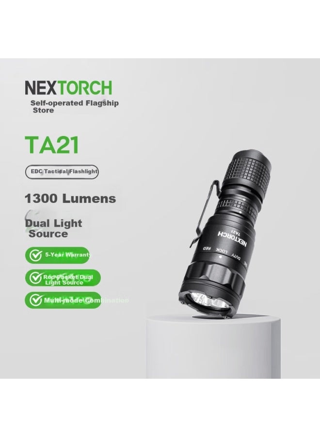 Nextorch Ta21 Red And White Dual-light Tactical Flashlight Edc Portable Mini Outdoor Emergency Self-defense Flashlight - Image 1