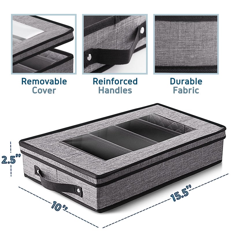 STORAGEBUD Flatware & Utensil Storage - Durable Silverware Storage Box with Padded Dividers, 5 Compartment Flatware Storage Case, Silverware Case with Handles and Removable Lid - Protects and Organizes Cutlery - Image 2