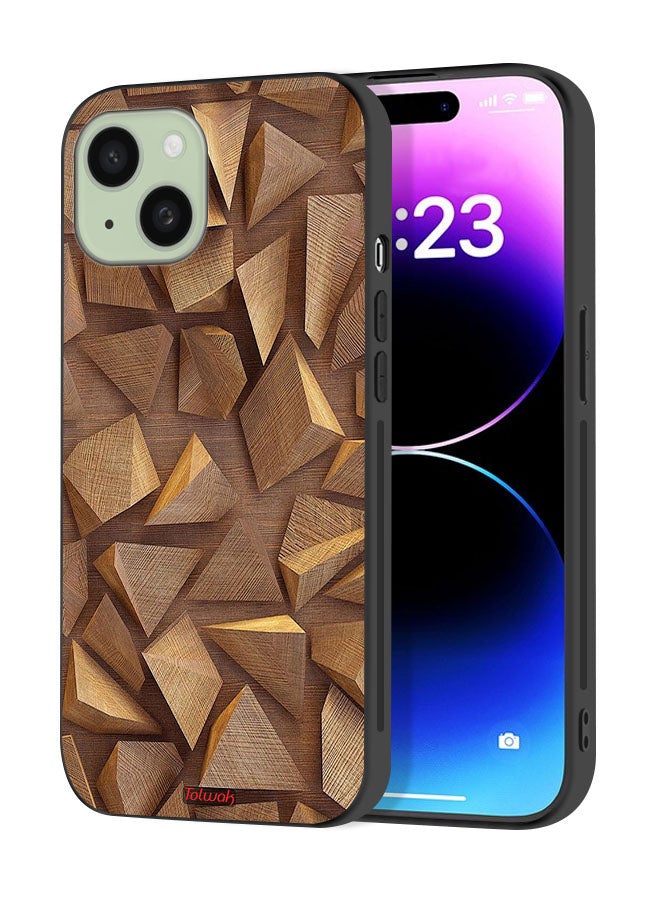 Tolwak Apple iPhone 15 Plus Protective Case Cover Wood Pieces Art - Image 1