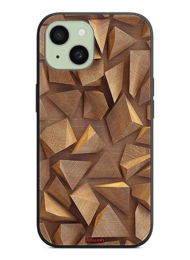 Tolwak Apple iPhone 15 Plus Protective Case Cover Wood Pieces Art - Image 2