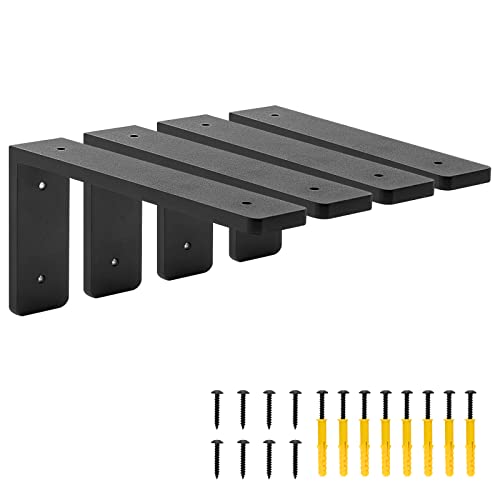 PICESA 8"x 4"Shelf Brackets,L Shelf Brackets, die-cast Formation, Vertical Angle, Premium Alloy Metal Heavy Duty Shelf Bracket, high Strength Mounting Hardware Included, Corner Brace Joint,Pack of 4. - Image 1