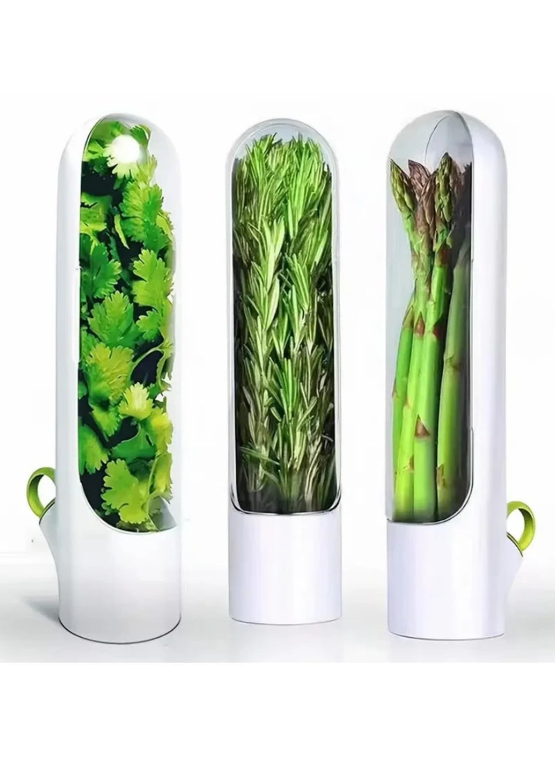 حافظة الأعشاب للثلاجة - حاوية تخزين تحافظ على نضارة الأعشاب مع قاطع أعشاب مدمج - تمدد فترة نضارة الكزبرة والنعناع والبقدونس والهليوم لمدة 2-3 أسابيع - زجاجة حفظ مقاس 25 × 6.5 سم - Image 1