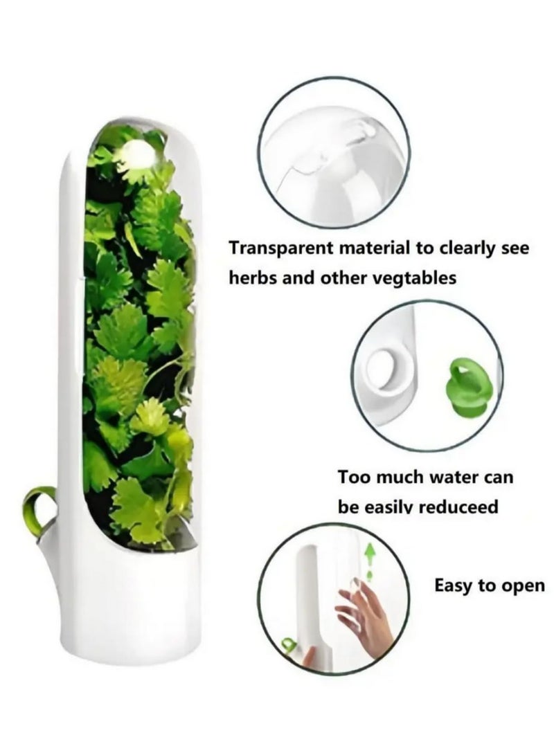 حافظة الأعشاب للثلاجة - حاوية تخزين تحافظ على نضارة الأعشاب مع قاطع أعشاب مدمج - تمدد فترة نضارة الكزبرة والنعناع والبقدونس والهليوم لمدة 2-3 أسابيع - زجاجة حفظ مقاس 25 × 6.5 سم - Image 2