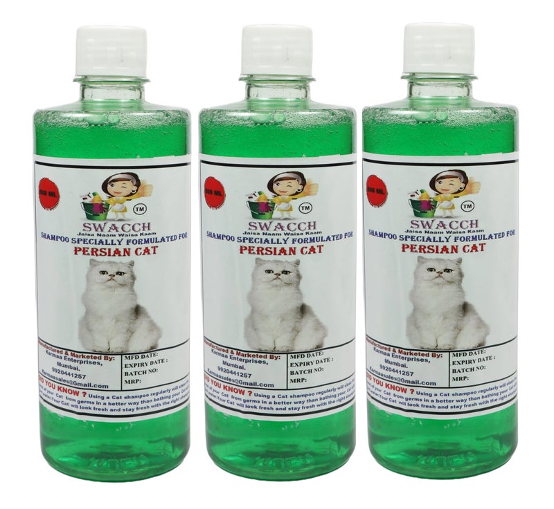 SWACCH Shampoo Specially FORMULATED for Persian Cat (500ML) (Pack of 3) NEEM ALOVERA - Image 1