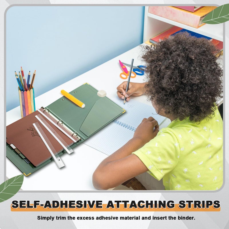 Dinifee 400 Pcs Self Adhesive Attaching Strips 3 Hole Punched Self Adhesive Filing Strip, 11.6" x 1", Ideal for Storing Unpunched Documents - Image 5