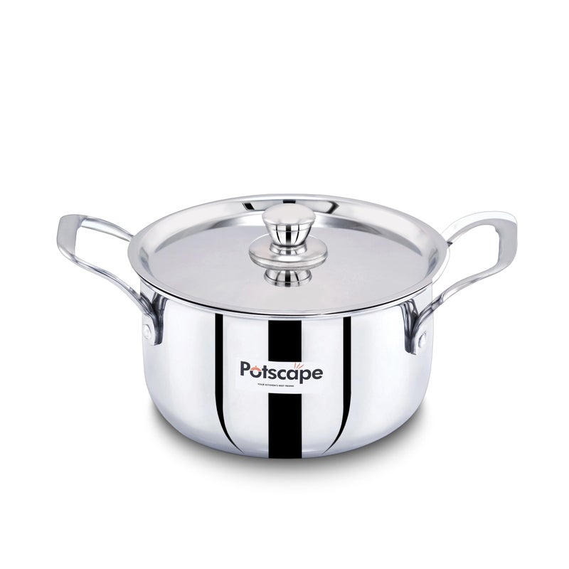 Potscape Triply Stockpot with Lid, 24 cm Capacity 5.85 LTR | Triply SAS Construction | Induction Compatible Dishwasher Safe | Sturdy Handle | Casserole/Biriyani Pot with Lid - 5 Year Warranty - Image 3