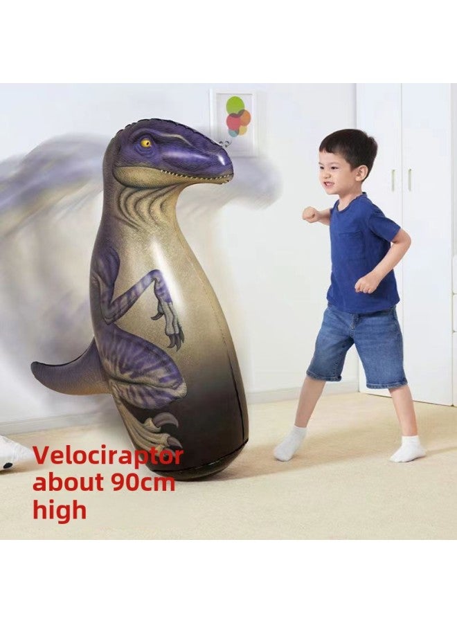 Large Inflatable PVC Thickened Cartoon Dinosaur Toy For Children Aged 3-7 Non Toxic Biodegradable Safe Fun Playtime-Color:Extra Thick Velociraptor - Image 1