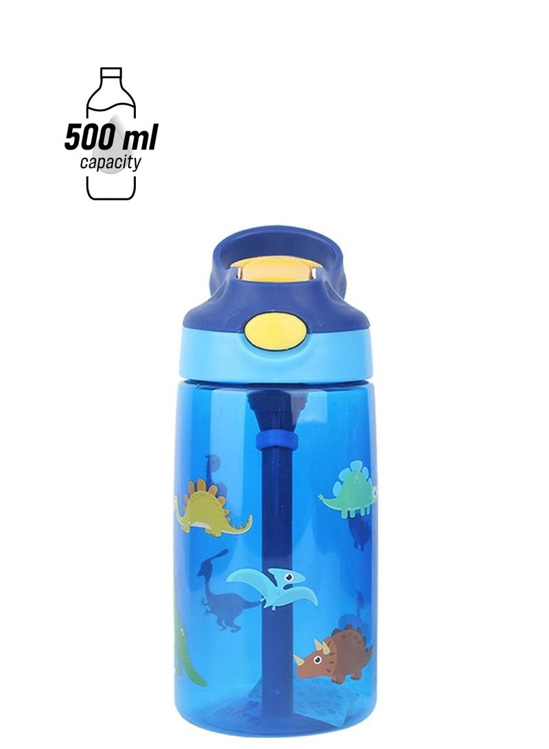 كاست ويف زجاجة شرب ، زجاجة ماء للأطفال مع مصاصة قابلة للطي ، مقبض حمل مرن وزر ضغط سهل ، خالية من مادة BPA ، مناسبة جدًا للمدرسة والرياضة زجاجة ماء للأطفال (أزرق) - Image 1