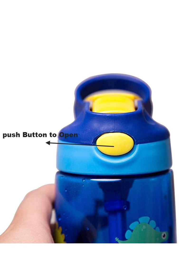 كاست ويف زجاجة شرب ، زجاجة ماء للأطفال مع مصاصة قابلة للطي ، مقبض حمل مرن وزر ضغط سهل ، خالية من مادة BPA ، مناسبة جدًا للمدرسة والرياضة زجاجة ماء للأطفال (أزرق) - Image 3