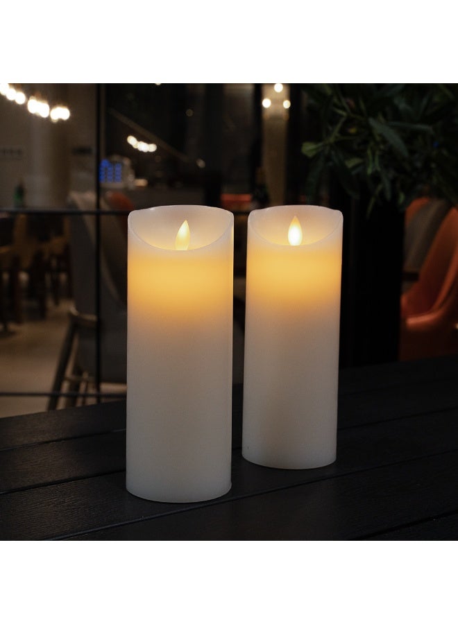 Restaurantware 3 x 8 Inch Flameless Pillar Candles, 10 Programable LED Pillar Candles - Dancing Flame, For Weddings, And Parties, White Real Wax Battery Pillar Candles, Remote Sold Separately, - Image 4