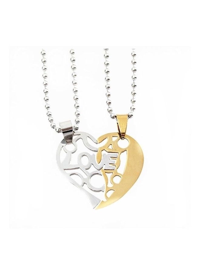 NIBEMINENT 2-Piece Steel Couple Hear Pendant Necklace Set  - Image 1
