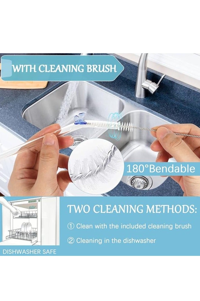 5 Pcs Reusable Glass Straws,Colorful Butterfly on Clear Straws With Design 7.9in X 8mm Shatter Resistant Bent Drinking Straws with 2 Cleaning Brushes for Shakes,Juices,Smoothies - Image 4