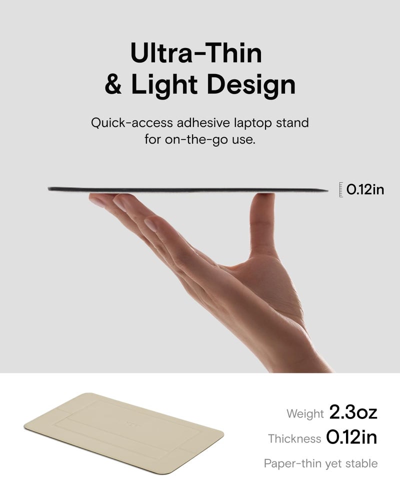 MOFT Laptop Stand for Desk, Adhesive Airflow Laptop Cooling Stand for Heat Dissipation with 2 Adjustable Viewing Angles,Foldable & Portable Computer Stand Compatible with Laptops 11"-16",Earthen Beige - Image 2