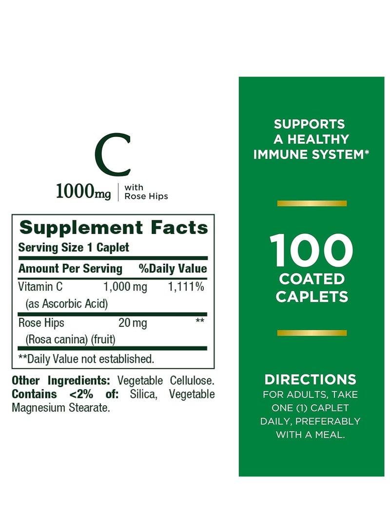 NATURE'S BOUNTY Vitamin C Immune Support, 1000mg, Coated Caplets, 100 Servings  - Image 2