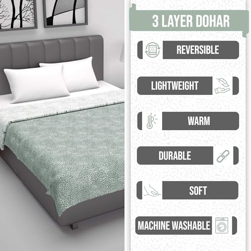 Divine Casa 120 GSM Microfiber Single Dohar | Soft & Lightweight Throw Blanket | Cozy & Breathable | All-Season Comfort | 210 x 140 CM | Floral Burst Pattern | Sage Green & White - Image 5