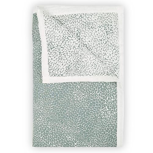 Divine Casa 120 GSM Microfiber Single Dohar | Soft & Lightweight Throw Blanket | Cozy & Breathable | All-Season Comfort | 210 x 140 CM | Floral Burst Pattern | Sage Green & White - Image 1