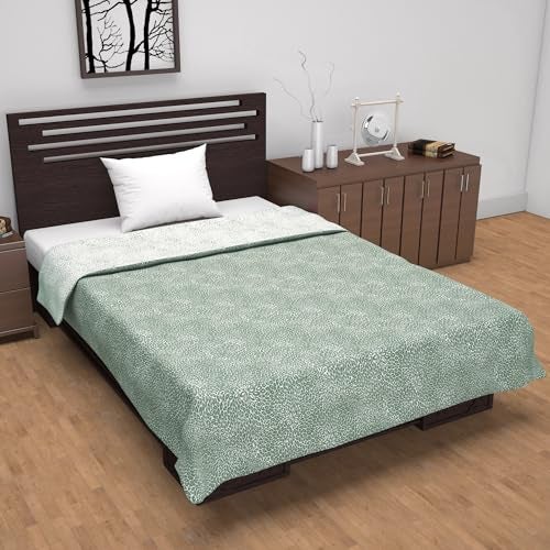 Divine Casa 120 GSM Microfiber Single Dohar | Soft & Lightweight Throw Blanket | Cozy & Breathable | All-Season Comfort | 210 x 140 CM | Floral Burst Pattern | Sage Green & White - Image 2