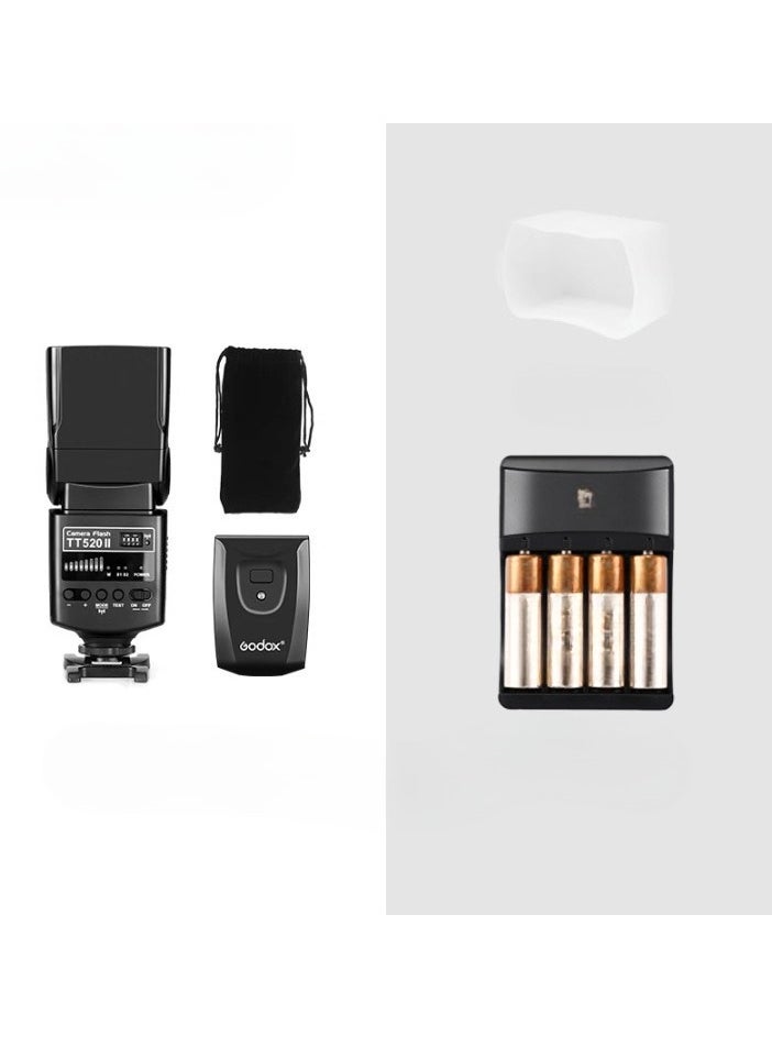 Godox TT520 II Universal On Camera Flash, Lightweight And Portable SLR Camera Flash, Durable Flexible Camera Flash Speed Lite Light With Wireless Trigger Transmitter, (TT520 II With Battery Set And Soft Box)  - Image 1