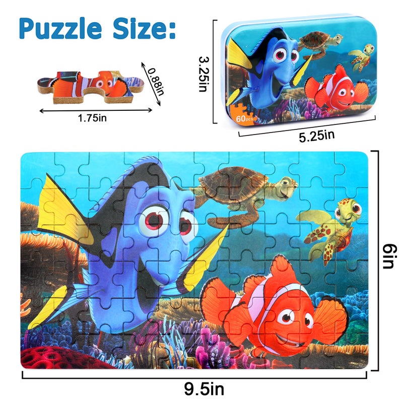LELEMON Ocean Puzzles for Kids Ages 4-6,Underwater World 60 Piece Puzzles for Kids Ages 4-8,Children Jigsaw Puzzles in a Metal Box,Educational Learning Puzzle Toys for Girls and Boys - Image 2