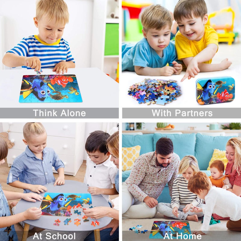 LELEMON Ocean Puzzles for Kids Ages 4-6,Underwater World 60 Piece Puzzles for Kids Ages 4-8,Children Jigsaw Puzzles in a Metal Box,Educational Learning Puzzle Toys for Girls and Boys - Image 4