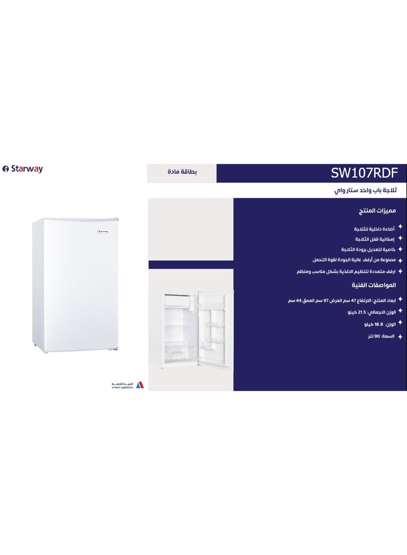 Starway 90 Lt 3.2 CuFt Mini Refrigerator , Noiseless High Quality Compressor, Freezer Storage , White - Image 3
