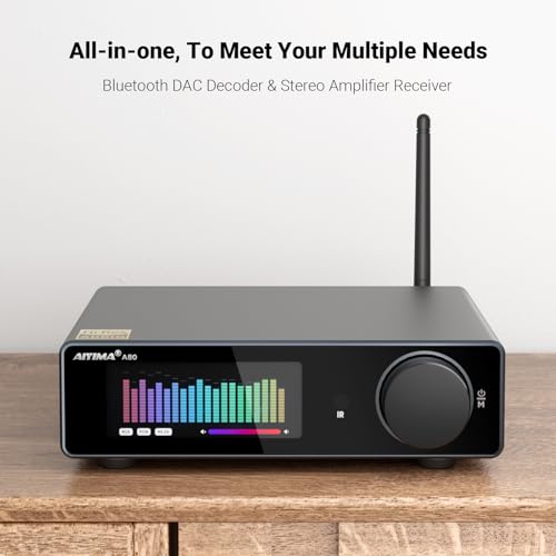 AIYIMA مضخم صوت ستيريو بلوتوث AIYIMA A80 DAC HiFi لمكونات الصوت المنزلية مع TPA3255 مع مدخلات PFFB2 قناة HiRes Class D Power Amp PCUSB COA Opt Digital VU Meter PreOut TRS Balanced Input Tone - Image 3