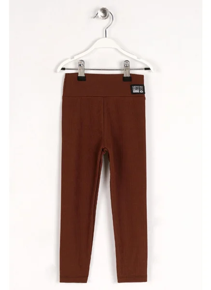 Zepkids Ribbed Brown Color Girls Tights