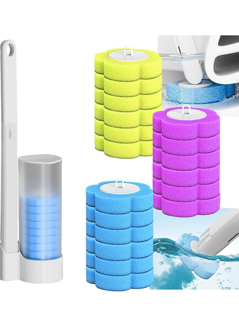 DIOTTI Wall Mounted Disposable Toilet Brush Holder Set,Toilet Brushes Holders, Disposable Toilet Brush with Refills Wall Hanging PP Toilet Wand Kit for Bathroom Toilet Cleaning with 18 Spare Brush Heads  - Image 1