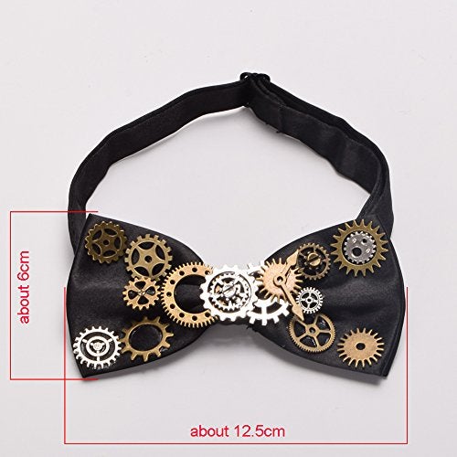 BLESSUME Steampunk Bowtie Gothic Costume Tie Retro Vintage Costume Accessory (Black 1) - Image 4