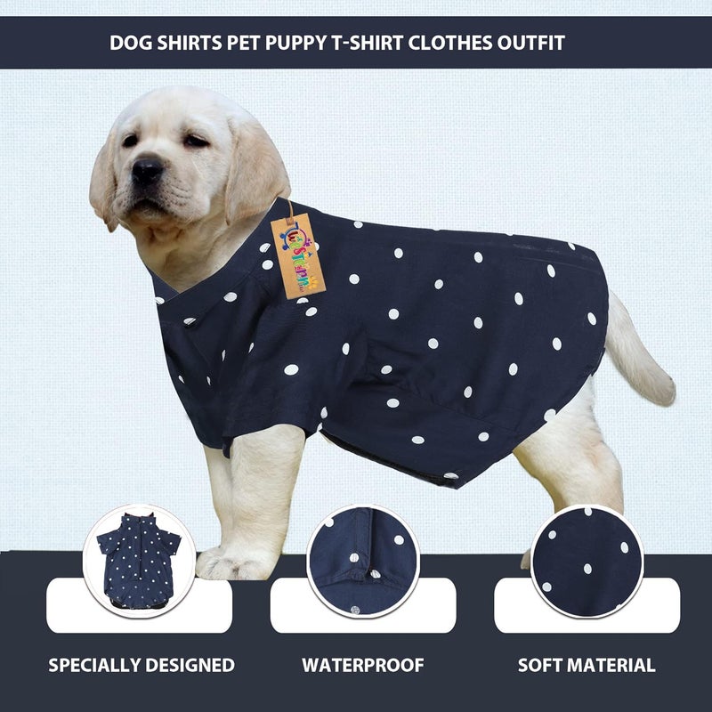 Western Era Dog Shirt Polka - Stylish Blue & White Polka Dot Casual Shirt for Dogs, Premium Cotton Polka Dot, Dress Your Pup in Style with Polka Dot Dog Shirt (Polka Blue) (XLarge - 26inch) - Image 2