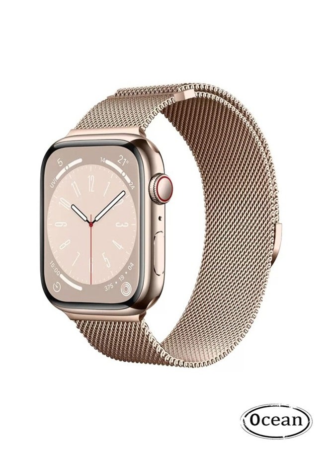 Ocean - Compatible for Apple Watch Band 38mm/40mm/41mm for Women and Men, Stainless Steel Mesh Loop Magnetic Clasp Replacement Wristband Strap Compatible with iWatch SE & Series 8/7/6/5/4/3/2/1, Rose Gold - Image 1