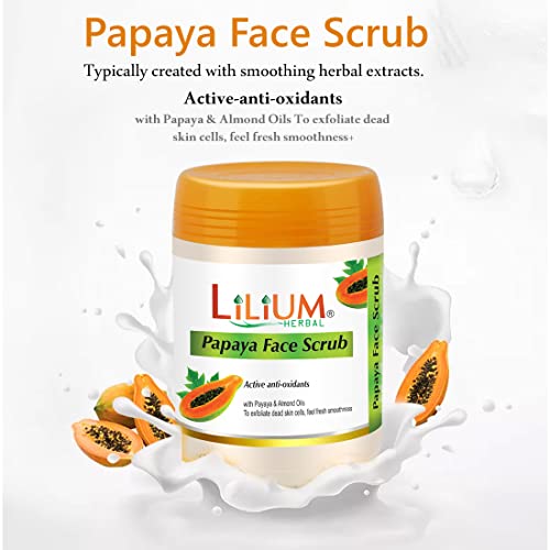 Lilium Herbal Papaya Face Scrub 900G | Active Anti-Oxidants with Papaya & Almond Oils | To Exfoliate Dead Skin Cells | Feel Fresh Smoothness | Unclogs Pores | All Skin Types - Image 5