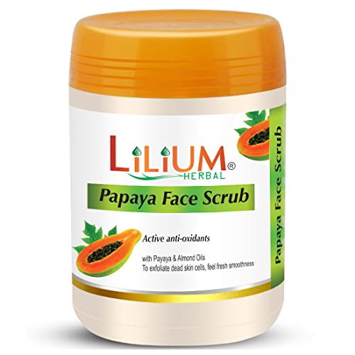 Lilium Herbal Papaya Face Scrub 900G | Active Anti-Oxidants with Papaya & Almond Oils | To Exfoliate Dead Skin Cells | Feel Fresh Smoothness | Unclogs Pores | All Skin Types - Image 1