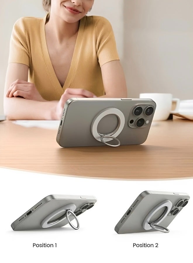 حامل هاتف بحلقة مغناطيسية قوية من MagSafe، حامل قابل للتعديل ومقاوم للخدش لأجهزة iPhone 17 و16 و15 و14 و13 و12 وPro وPro Max وMini وPlus، ومناسب لحافظات الهواتف المغناطيسية وأجهزة Android، مع حلقة حديدية - أبيض - Image 5