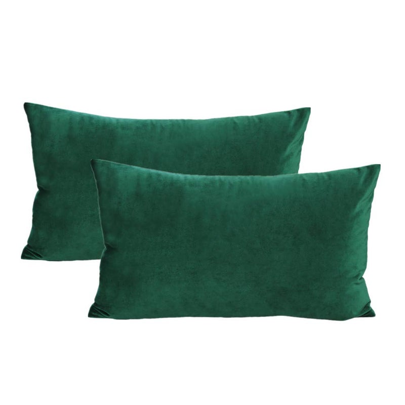 VAKADO 12x20 Set of 2 Lumbar Throw Pillow Covers Green Christmas Velvet Decorative Rectangle Cozy Cushion Cases Xmas Home Decor for Living Room Couch Sofa - Image 1